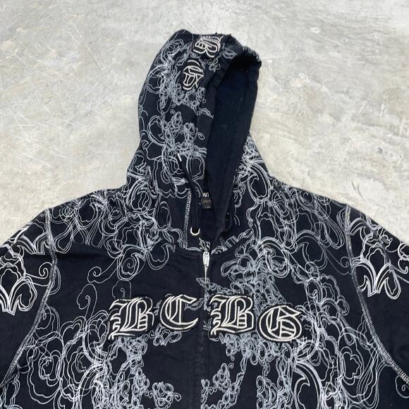 BCBG MAXAZRIA Black Full Zip Punk Y2k Grunge Skate Baggy SZ XL - Picture 3 of 6